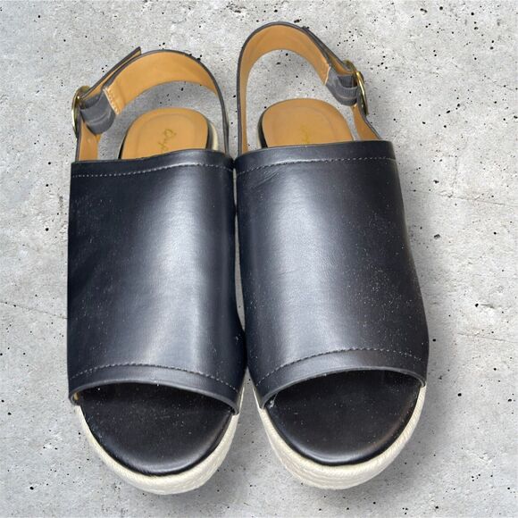 Qupid Caleb Wedge Sandal Heels Black Espadrille Womens Size 6 - Picture 4 of 7